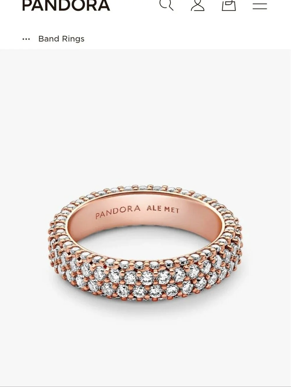 Pandora Pave Rose Gold Ring Boxed Pandora Tote Beautiful - Picture 3 of 6